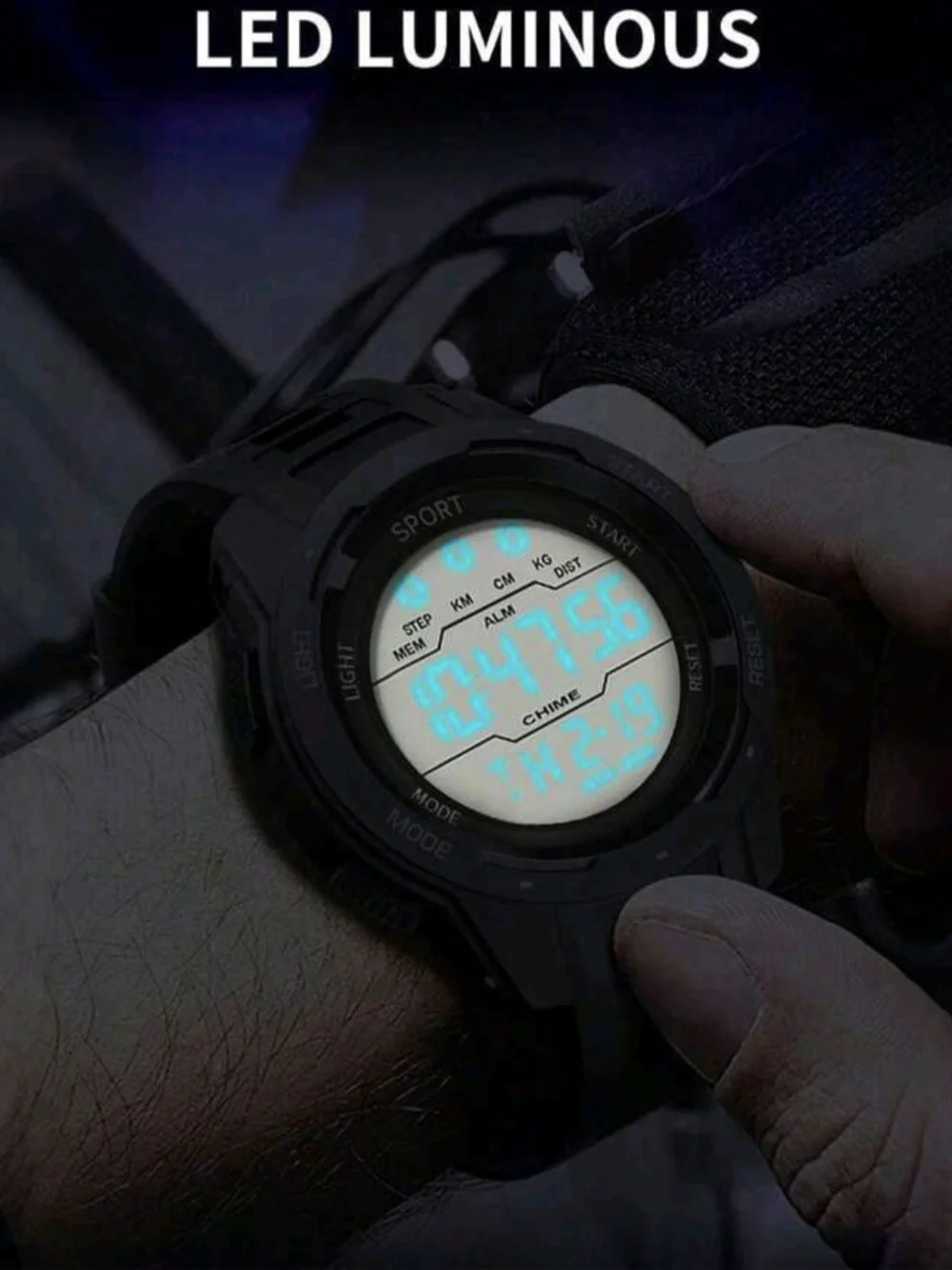 Mens Multifunction Digital Sports Watch Black, Waterproof 50M